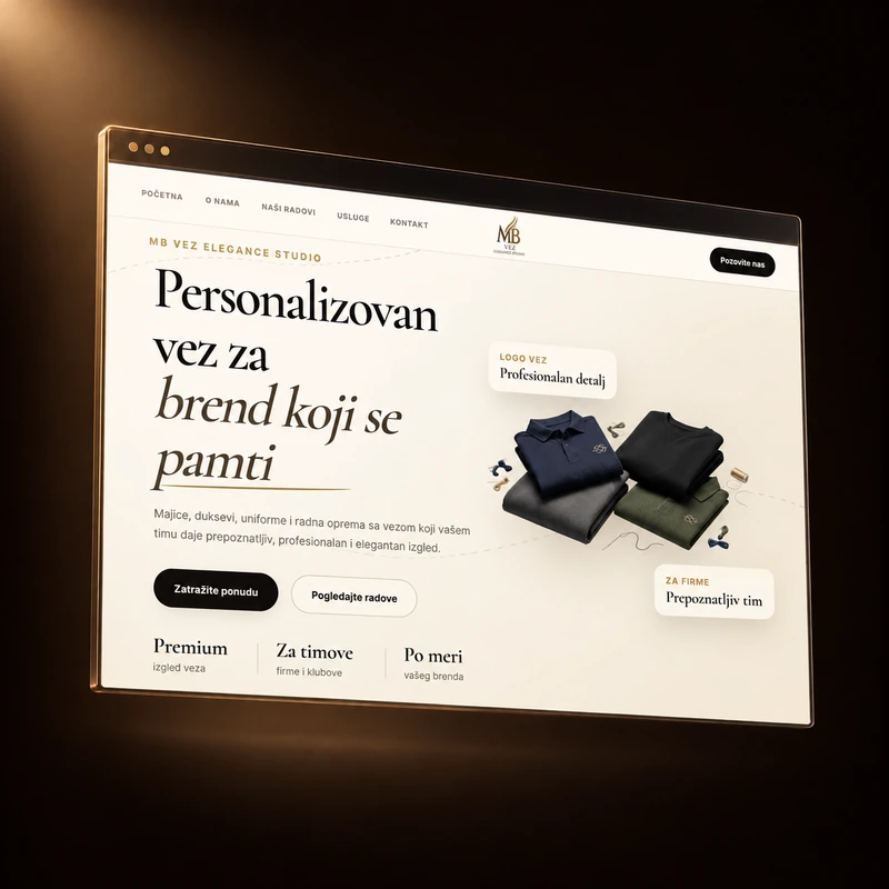 Sajt MB Vez: prikaz početne stranice